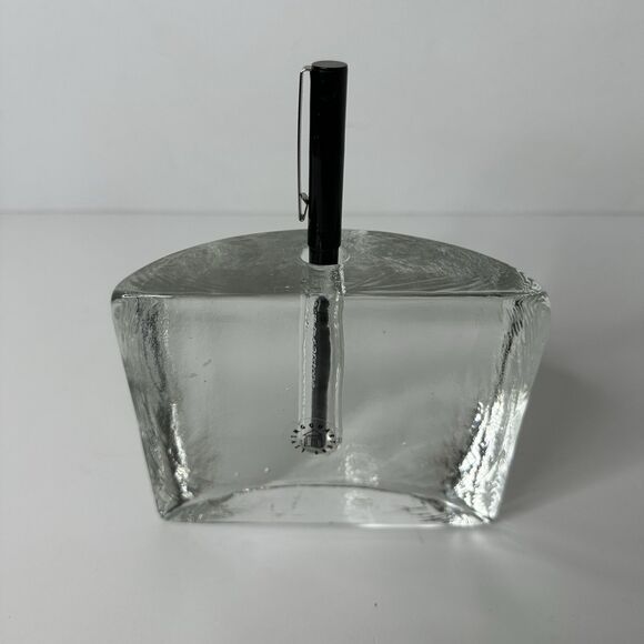 Living Quarters Half Moon Glass Bud Vase Taper Candle Pen Holder Book End Heavy - Picture 10 of 15